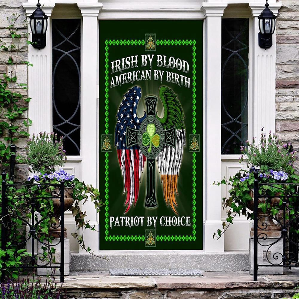 The Irish Celtic Cross Irish By Blood Door Cover, St Patrick’s Day Door Cover, St Patrick’s Day Door Decor