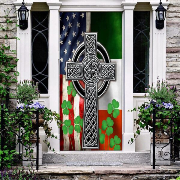 The Irish Celtic Cross St Patrick’s Door Cover, St Patrick’s Day Door Cover, St Patrick’s Day Door Decor