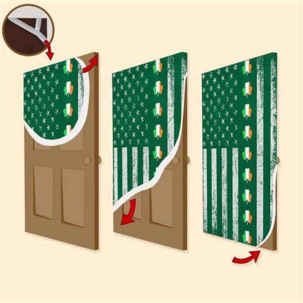 Three Clover Lucky American Door Cover, St Patrick’s Day Door Cover, St Patrick’s Day Door Decor