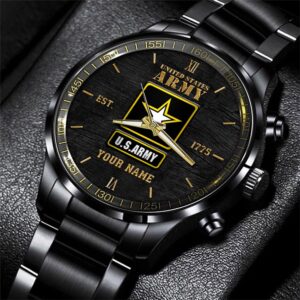 US Army Black Fashion Watch Custom Your…