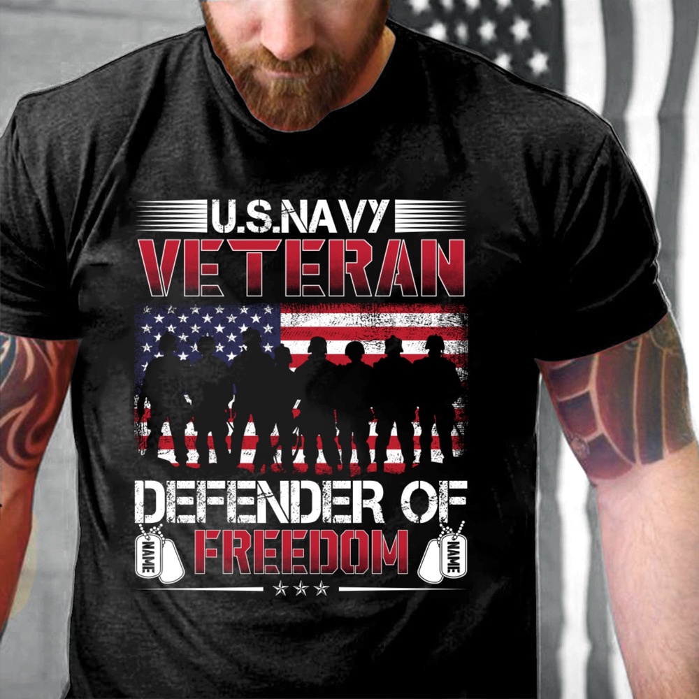 Veteran T Shirt, Personalized Veteran Shirt US Veteran Defender Of Freedom T-Shirt, Veterans Day Shirts