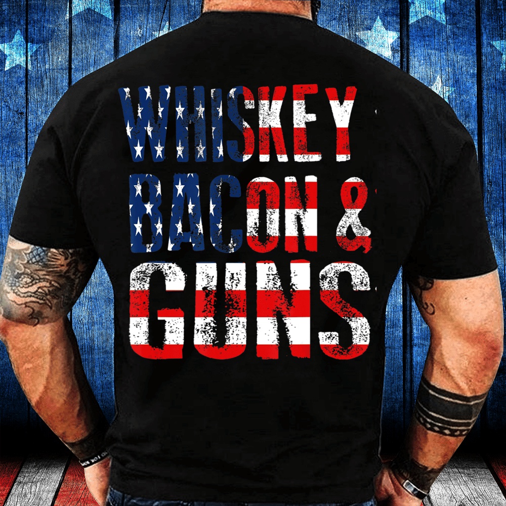 Veteran T Shirt, Whiskey Bacon & Guns Veteran T-Shirt, Veterans Day Shirts
