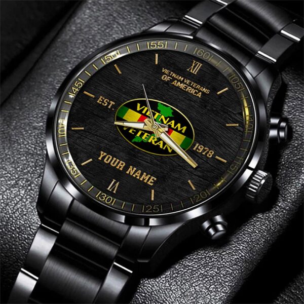 Vietnam Veteran Black Fashion Watch Custom Name, US Military Watch, Watches For Soldiers, Best Military Watches
