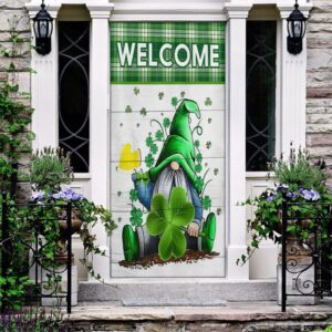 Welcome Gnome Holds Clover Door Cover St Patrick s Day Door Cover St Patrick s Day Door Decor 2 htitxe.jpg