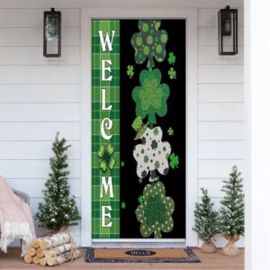 Welcome Lucky Shamrocks Door Cover, St Patrick’s…