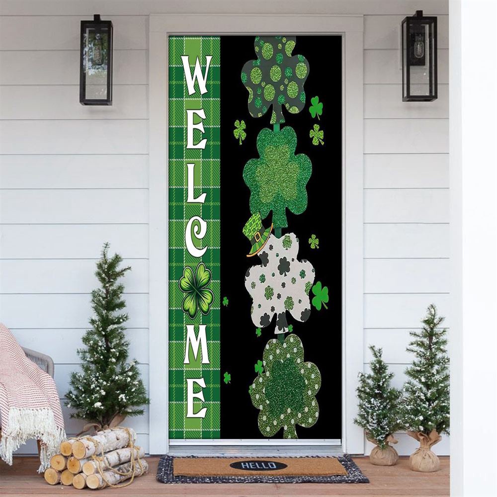 Welcome Lucky Shamrocks Door Cover, St Patrick’s Day Door Cover, St Patrick’s Day Door Decor