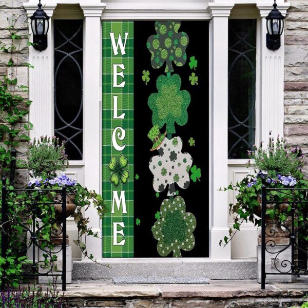 Welcome Lucky Shamrocks Door Cover, St Patrick’s Day Door Cover, St Patrick’s Day Door Decor