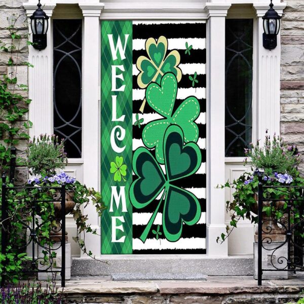 Welcome Shamrocks Door Cover, St Patrick’s Day Door Cover, St Patrick’s Day Door Decor