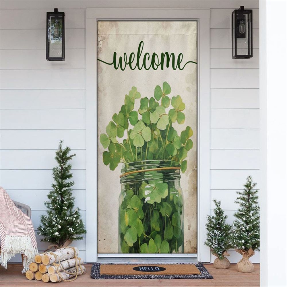 Welcome Shamrocks In The Bottle Door Cover, St Patrick’s Day Door Cover, St Patrick’s Day Door Decor