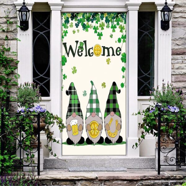 Welcome St Patrick’s Day Gnomes Saint Gnomes Door Cover, St Patrick’s Day Door Cover, St Patrick’s Day Door Decor
