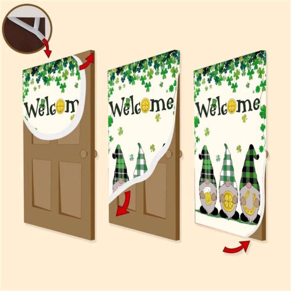 Welcome St Patrick’s Day Gnomes Saint Gnomes Door Cover, St Patrick’s Day Door Cover, St Patrick’s Day Door Decor