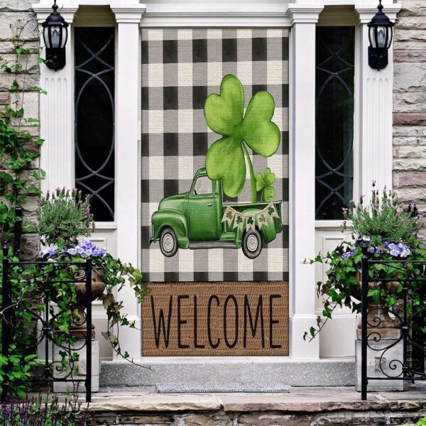 Welcome St Patrick’s Day Green Truck Door Cover, St Patrick’s Day Door Cover, St Patrick’s Day Door Decor