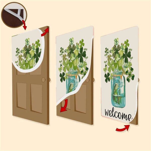 Welcome St Patrick’s Day Lucky Shamrock Clover Door Cover, St Patrick’s Day Door Cover, St Patrick’s Day Door Decor