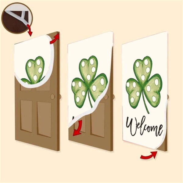Welcome St Patrick’s Day Polka Dot Shamrock Clover Door Cover, St Patrick’s Day Door Cover, St Patrick’s Day Door Decor