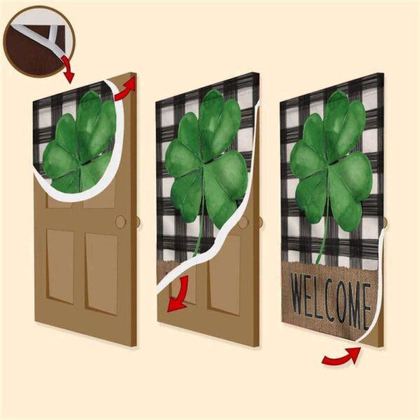 Welcome St Patrick’s Day Shamrock Clover 1 Door Cover, St Patrick’s Day Door Cover, St Patrick’s Day Door Decor