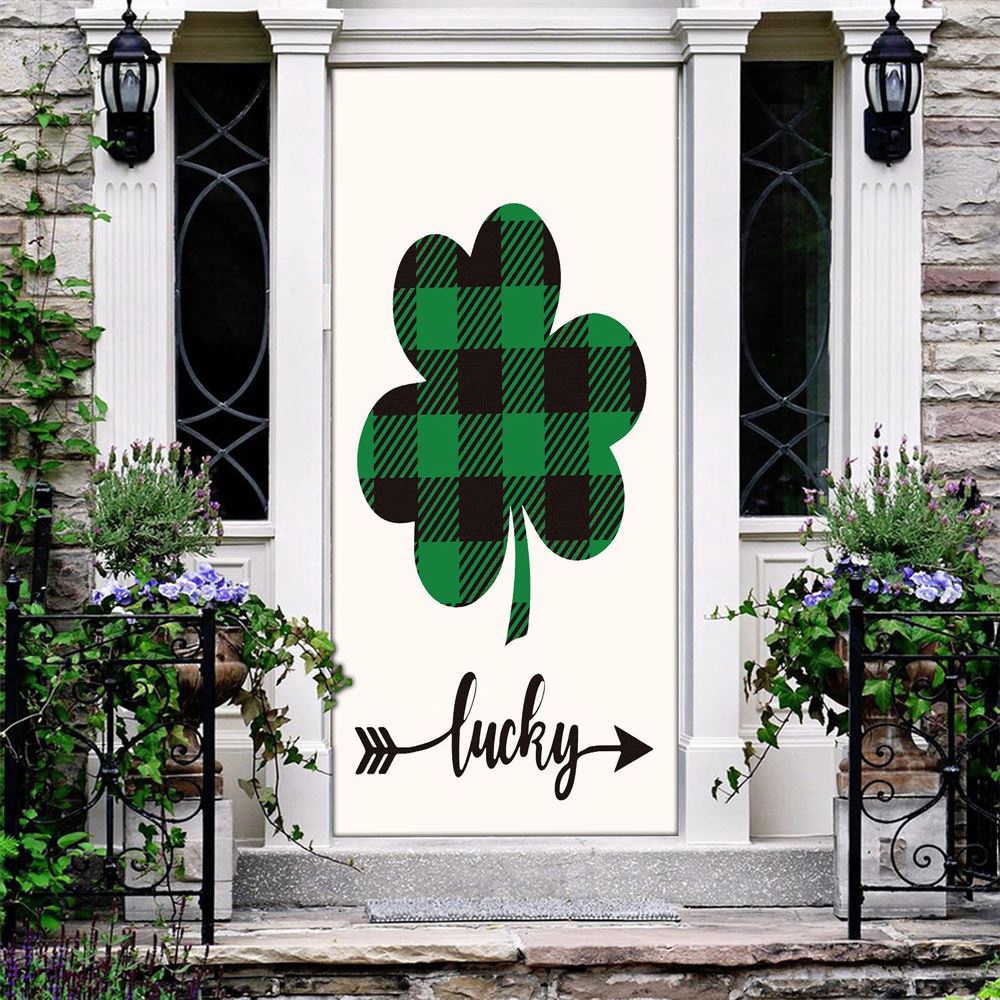Welcome St Patrick’s Day Shamrock Clover Door Cover, St Patrick’s Day Door Cover, St Patrick’s Day Door Decor