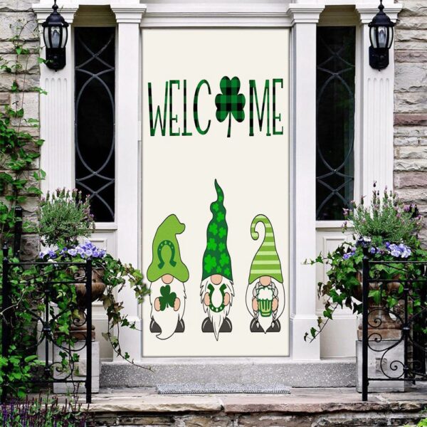 Welcome St Patricks Day Green Gnomes Saint Door Cover, St Patrick’s Day Door Cover, St Patrick’s Day Door Decor