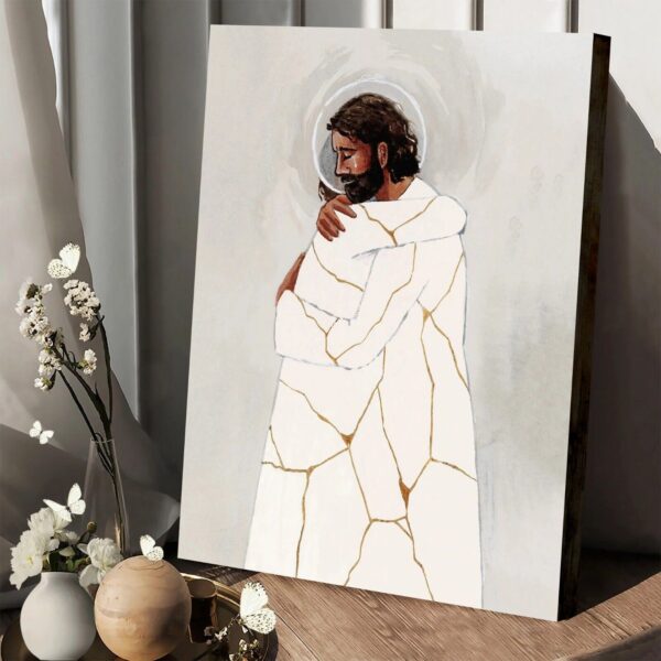 He Binds Up The Broken Hearted Kintsugi Christ Jesus Canvas Poster Wall Art