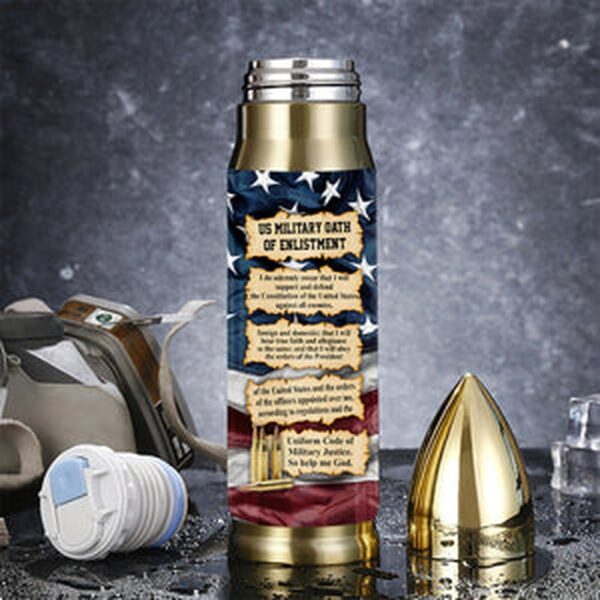 Veteran Custom Bullet Tumbler US Military Oath of Enlistment, Army Tumbler, Bullet Tumbler, Military Tumbler