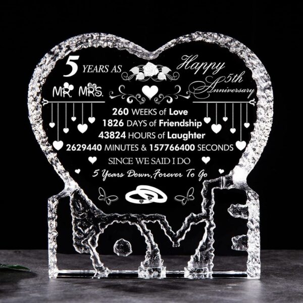 5Th Anniversary Forever To Go Heart Crystal, Mother Day Heart, Mother’s Day Gifts
