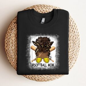 Afro Messy Bun Softball Mom Leopard Black…