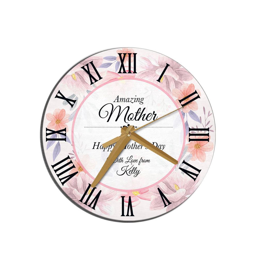 Amazing Mother Floral Mother’s Day Gift Personalised Wooden Clock, Mother’s Day Clock, Mother’s Day Gifts