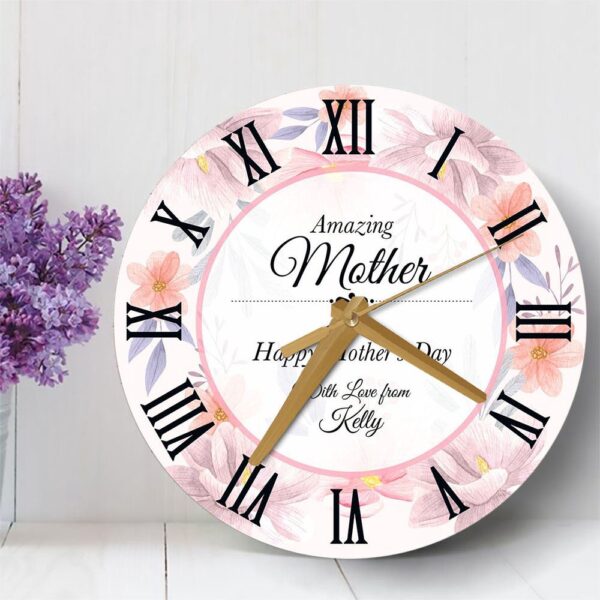 Amazing Mother Floral Mother’s Day Gift Personalised Wooden Clock, Mother’s Day Clock, Mother’s Day Gifts