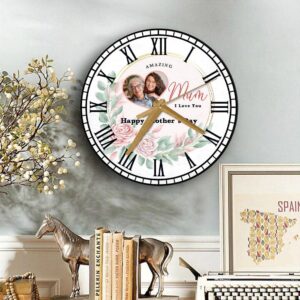 Amazing Mum Pink Floral Heart Photo Mother s Day Gift Personalised Wooden Clock Mother s Day Clock Custom Mothers Day Gifts 2 crxlbb.jpg