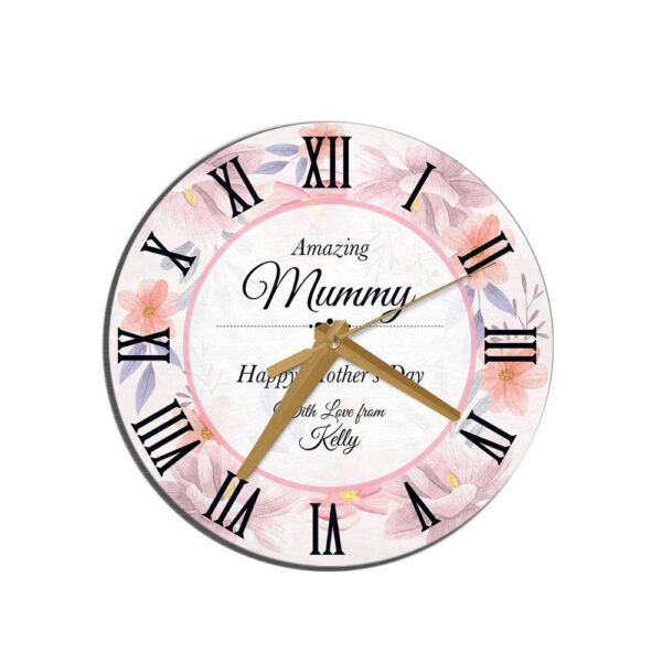 Amazing Mummy Floral Mother’s Day Gift Personalised Wooden Clock, Mother’s Day Clock, Mother’s Day Gifts