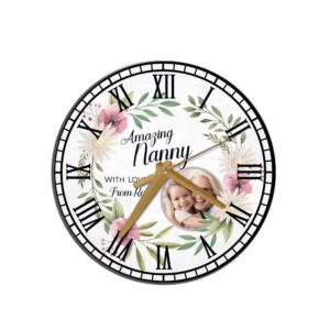 Amazing Nanny Floral Round Photo Mother s Day Birthday Gift Personalised Wooden Clock Mother s Day Clock Custom Mothers Day Gifts 1 ziovrf.jpg