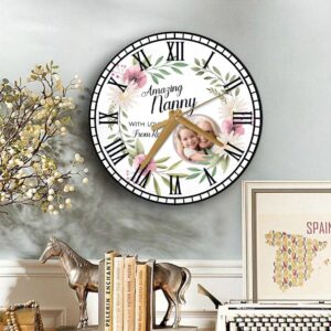 Amazing Nanny Floral Round Photo Mother s Day Birthday Gift Personalised Wooden Clock Mother s Day Clock Custom Mothers Day Gifts 2 mgqa7m.jpg
