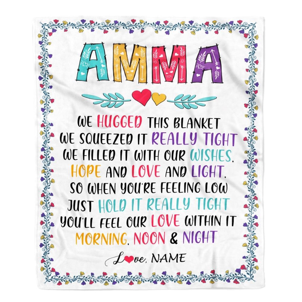 Amma Blanket From Grandkids We Hugged This Blanket, Personalized Blanket For Mom, Mother’s Day Gifts Blanket