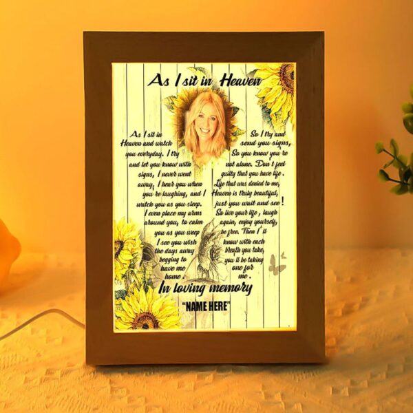 As I Sit In Heaven Memorial Frame Lamp, Picture Frame Light, Frame Lamp, Mother’s Day Gifts