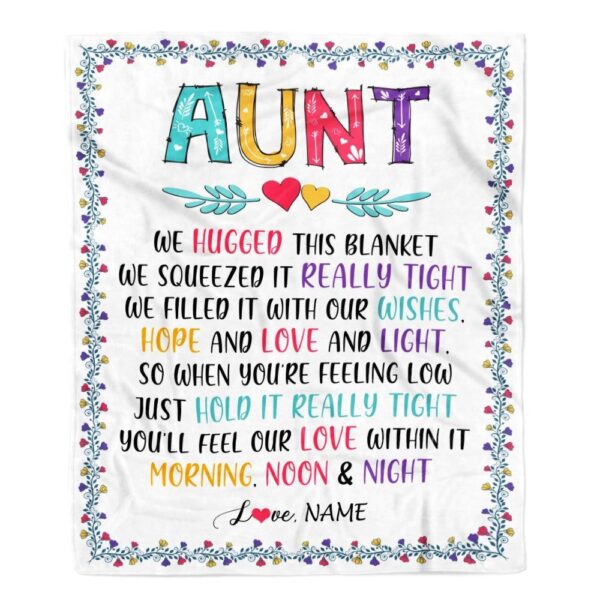 Aunt Blanket From Nephew Niece We Hugged This Blanket, Personalized Blanket For Mom, Mother’s Day Gifts Blanket