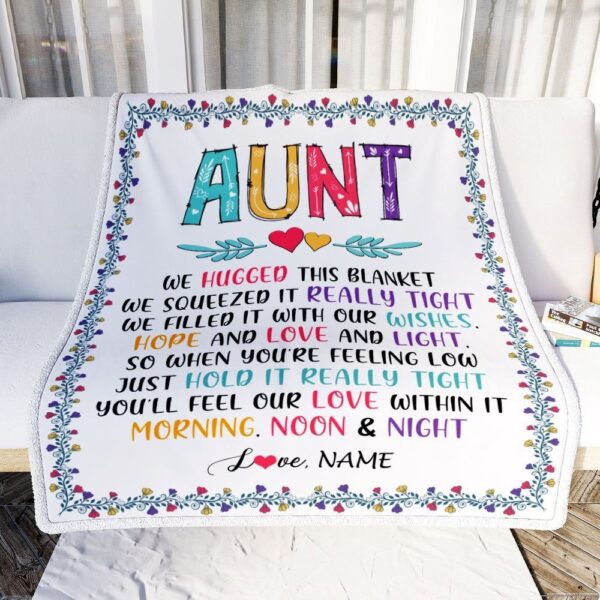 Aunt Blanket From Nephew Niece We Hugged This Blanket, Personalized Blanket For Mom, Mother’s Day Gifts Blanket