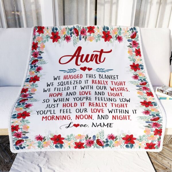 Aunt Blanket From Niece Nephew We Hugged This Blanket, Personalized Blanket For Mom, Mother’s Day Gifts Blanket