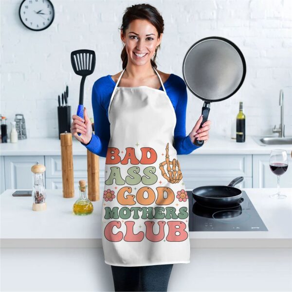 Bad Ass Godmothers Club Funny Mothers Day Apron, Mothers Day Apron, Mother’s Day Gifts