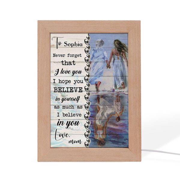 Beach Mother Daughter Reflection Never Forget I Love You Mom Personalized Frame Lamp, Picture Frame Light, Frame Lamp, Mother’s Day Gifts