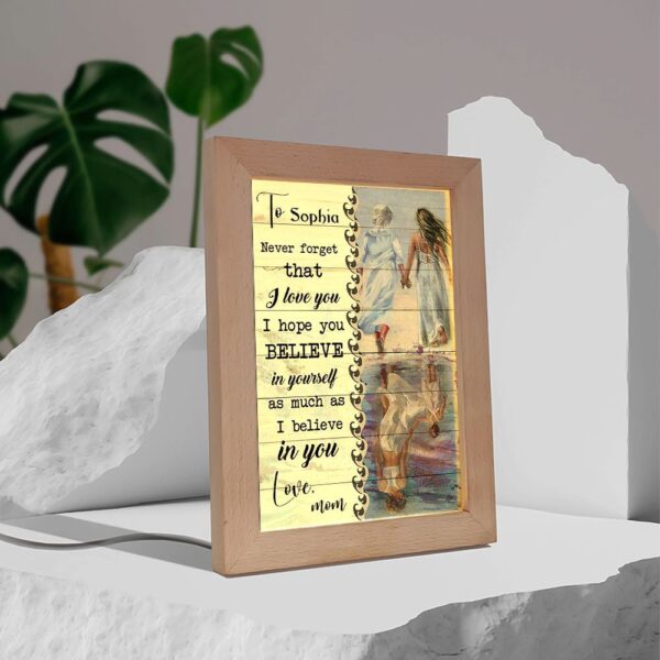 Beach Mother Daughter Reflection Never Forget I Love You Mom Personalized Frame Lamp, Picture Frame Light, Frame Lamp, Mother’s Day Gifts