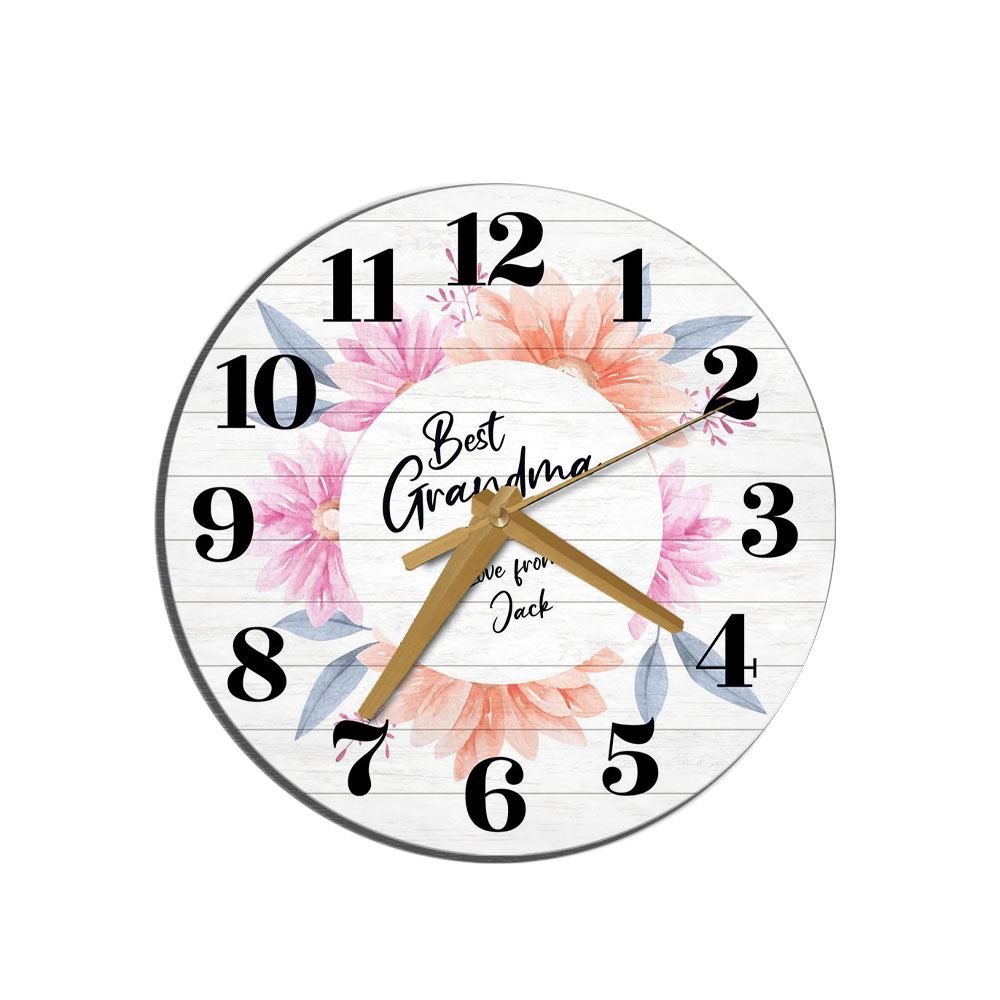 Best Grandma Floral Birthday Mother’s Day Gift Personalised Wooden Clock, Mother’s Day Clock, Mother’s Day Gifts