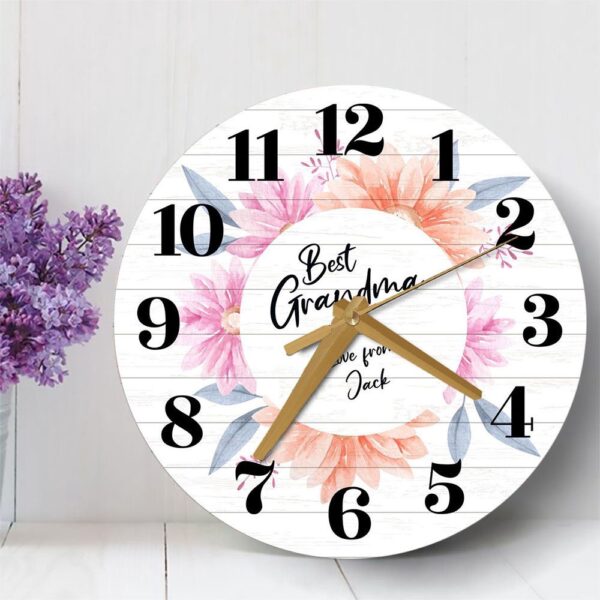 Best Grandma Floral Birthday Mother’s Day Gift Personalised Wooden Clock, Mother’s Day Clock, Mother’s Day Gifts
