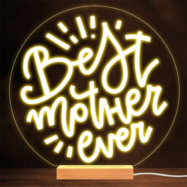 Best Mother Ever Round Mother’s Day Gift Lamp Night Light, Mother’s Day Lamp, Mother’s Day Led Lights