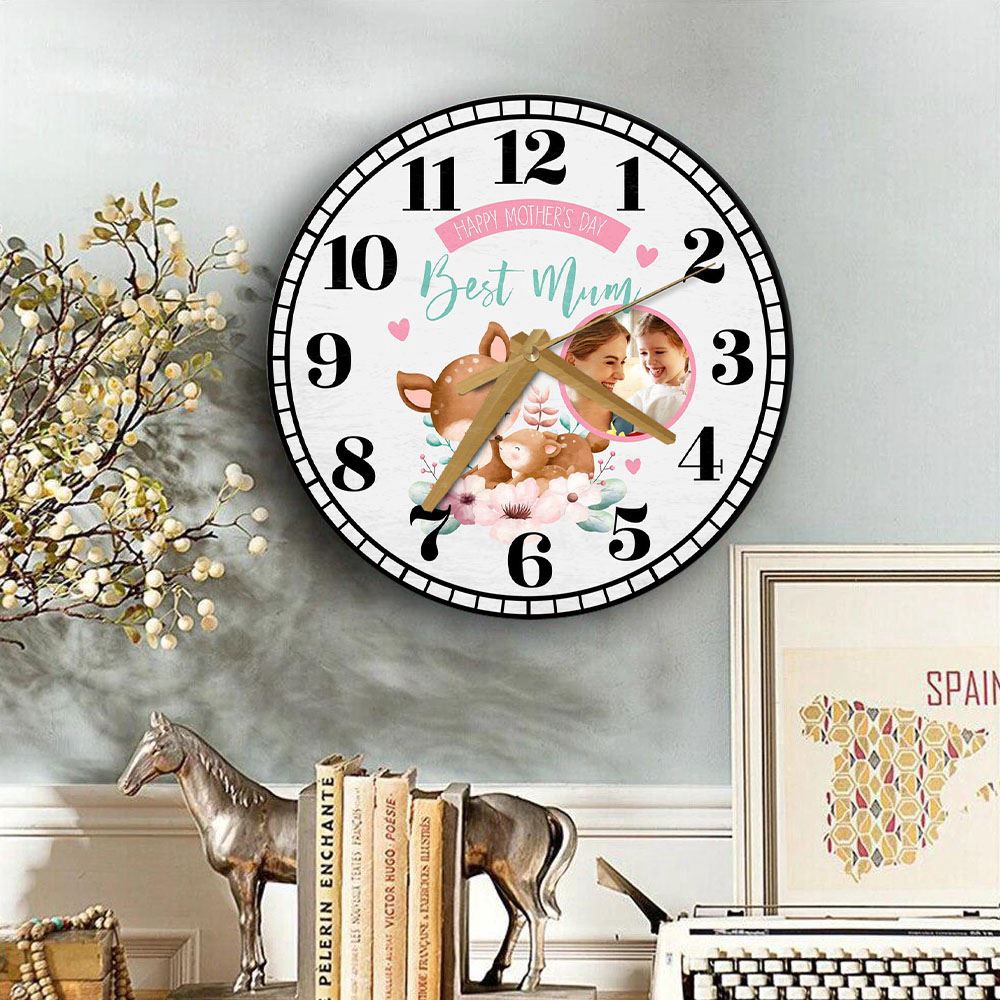 Best Mum Mother’s Day Gift Deer Photo Grey Personalised Wooden Clock, Mother’s Day Clock, Custom Mothers Day Gifts Best Mum Mother’s Day Gift Deer Photo Grey Personalised Wooden Clock, Mother’s Day Clock, Custom Mothers Day Gifts