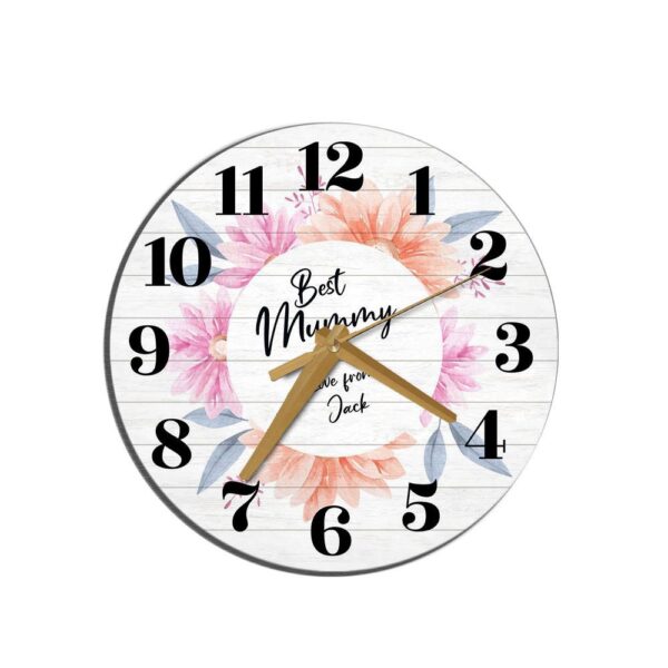 Best Mummy Floral Mother’s Day Birthday Gift Personalised Wooden Clock, Mother’s Day Clock, Mother’s Day Gifts