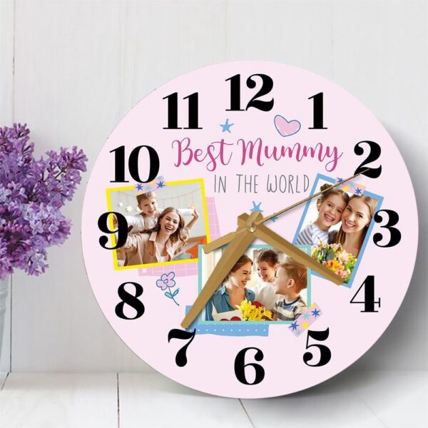 Best Mummy In The World Photo Mother’s Day Gift Birthday Personalised Wooden Clock, Mother’s Day Clock, Custom Mothers Day Gifts