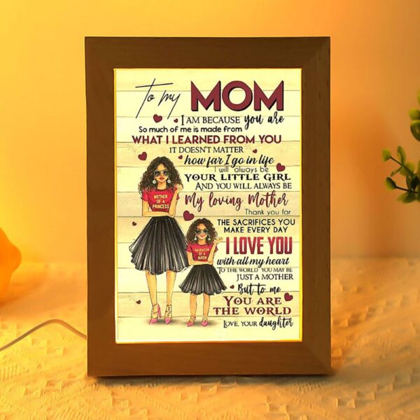 Black Daughter To My Mom Mother’S Day Gift Frame Lamp, Picture Frame Light, Frame Lamp, Mother’s Day Gifts