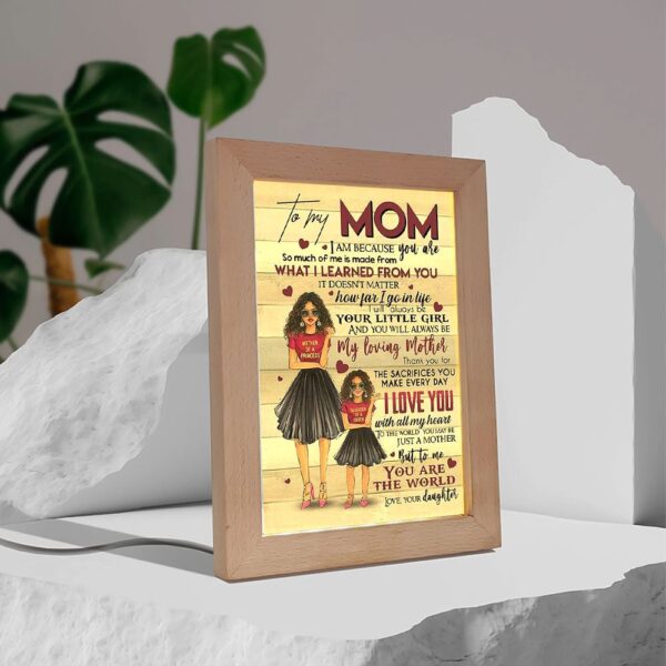 Black Daughter To My Mom Mother’S Day Gift Frame Lamp, Picture Frame Light, Frame Lamp, Mother’s Day Gifts