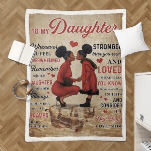 Black Mom Daughter Art Blanket For Mom…