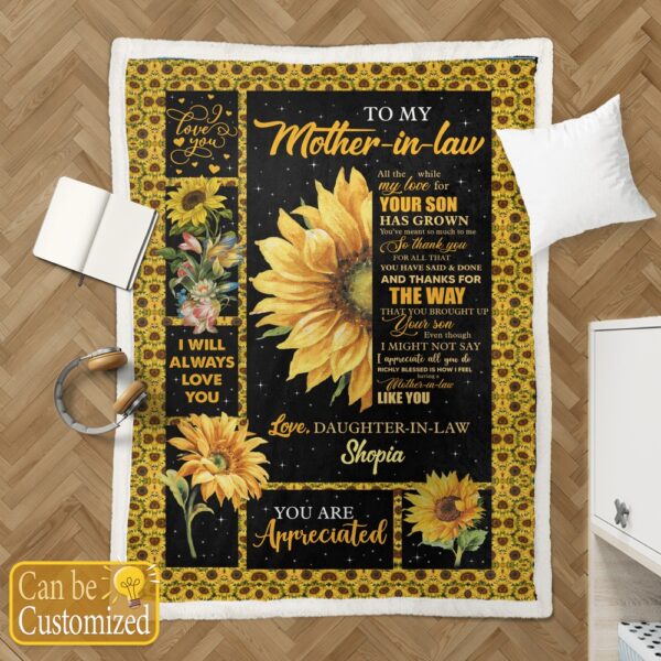 Blanket For Mother In Law Blanket To Mother In Law From Daughter In Law Sunflower Blanket, Blankets For Mothers Day