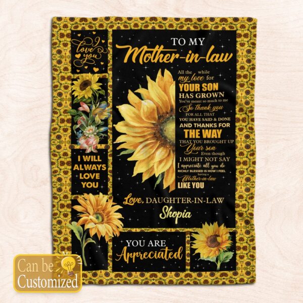 Blanket For Mother In Law Blanket To Mother In Law From Daughter In Law Sunflower Blanket, Blankets For Mothers Day